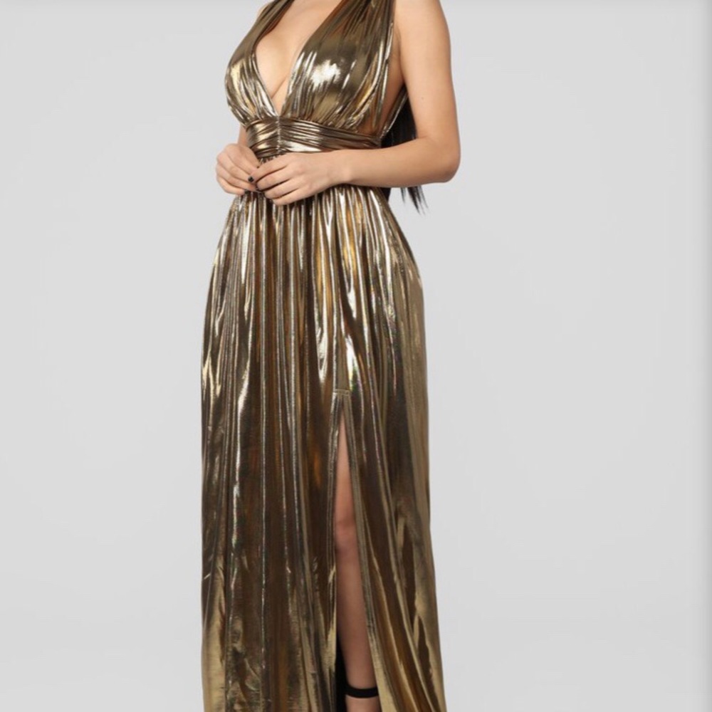 Golden Metallic Long Dress